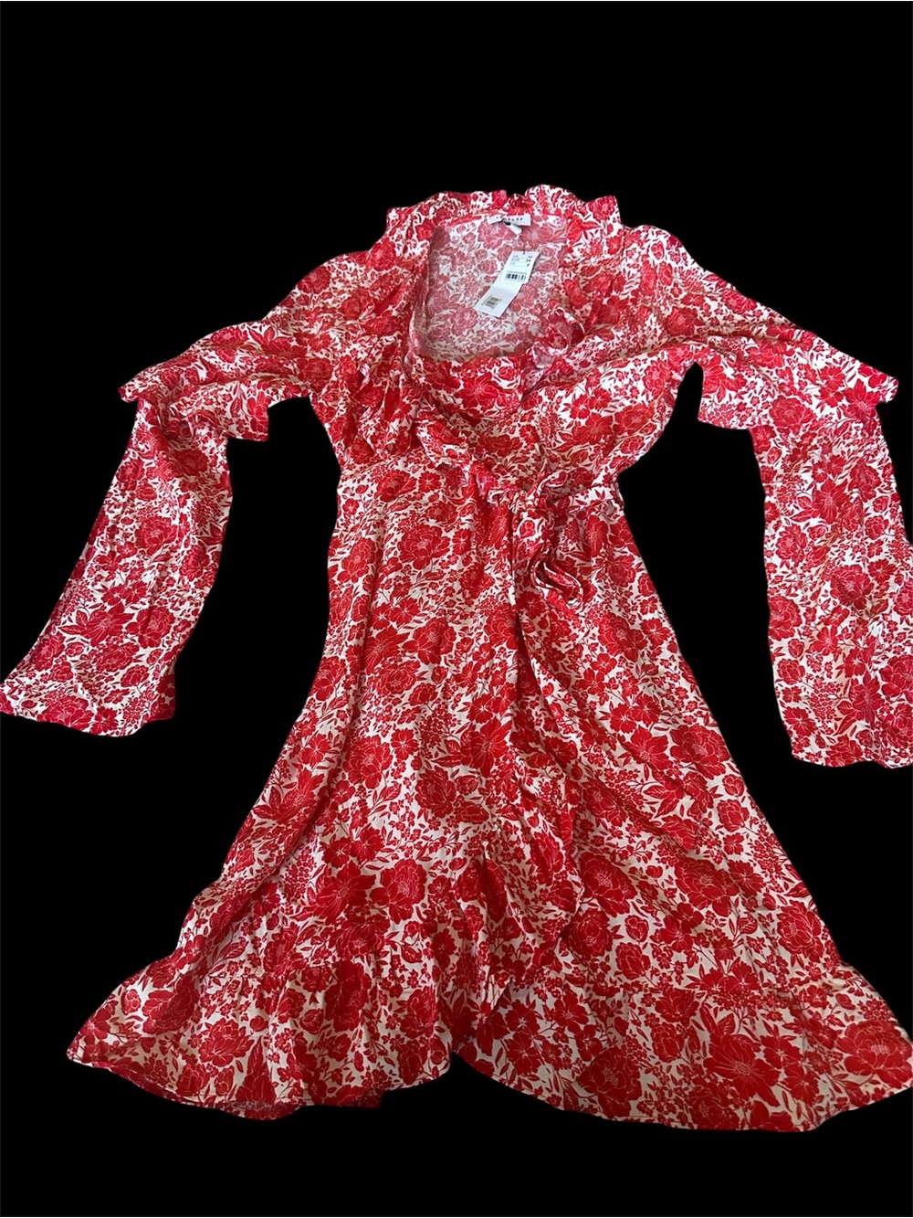 Top Shop NWT Red Floral Wrap Dress Size 6